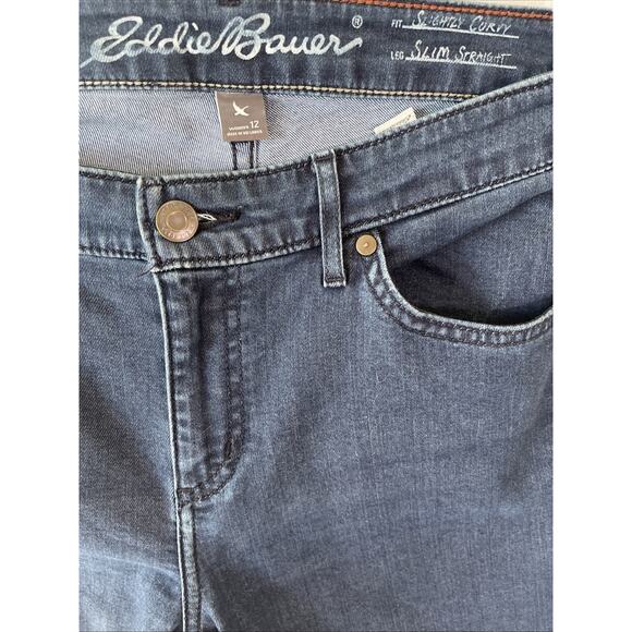Eddie Bauer Jeans Women’s 12 Blue Slightly Curvy Slim Straight - Picture 2 of 4